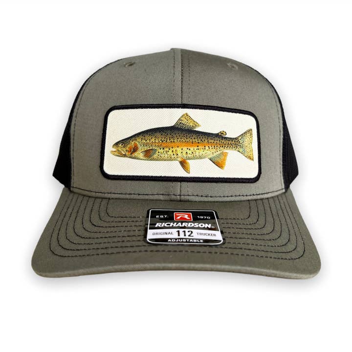 Loden Green Black Rainbow Trout Fly Fishing Hat - Richardson Snapback 112 for wholesale on Faire