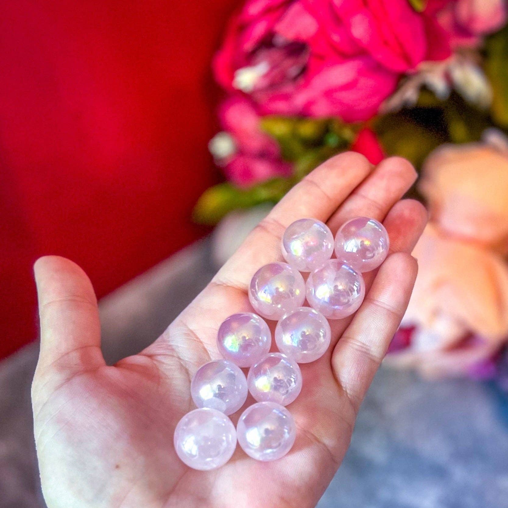 Mandala Gems - Wholesale Spiritual Stone/Crystal - 10 AURA Rose quartz Crystal Balls, Bulk Aura Quartz0
