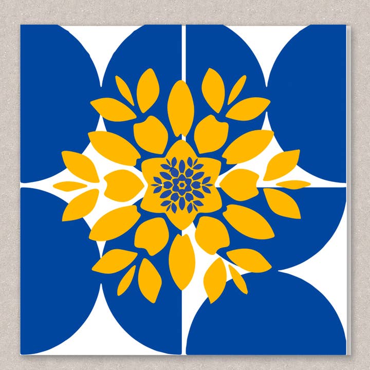 littl'pix - Wholesale Kerstkaartje - Azulejo Nummer 1 Wenskaart - Blauw Ornament