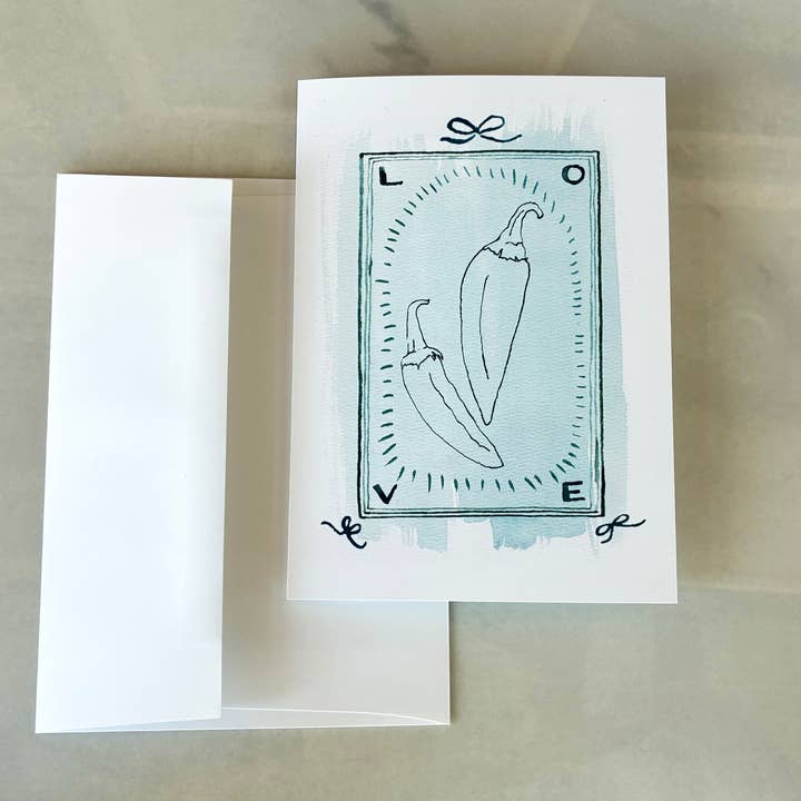 Tarjeta de Amor Monocromática de Chile, A7 para venta al por mayor de Red Chile Design Co