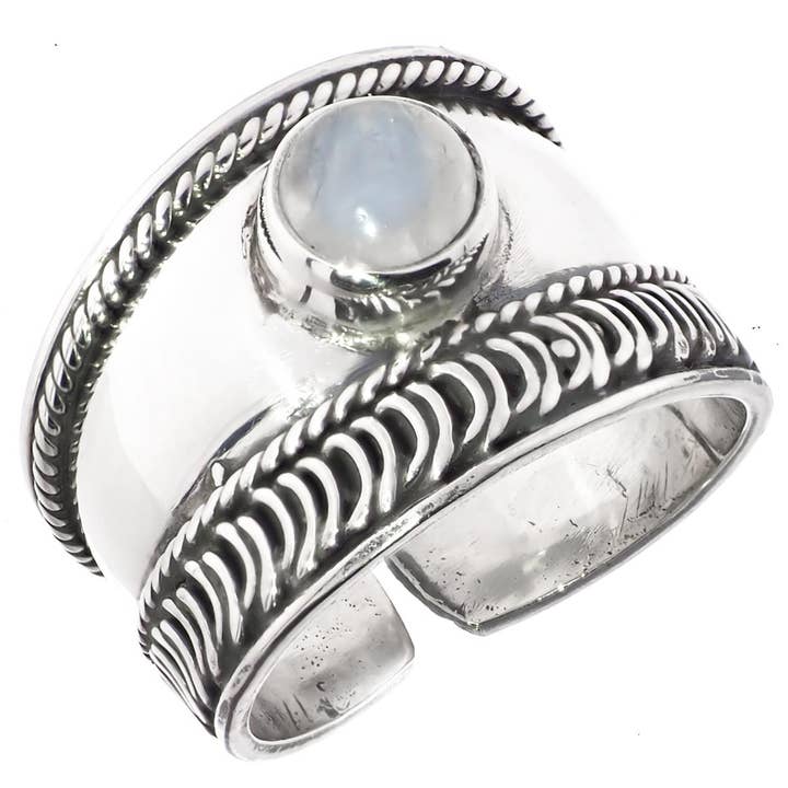 bague en argent sterling 925 de Bali faite à la main avec filigrane et granulation, taille US 8.5 pour la vente par FifiRose