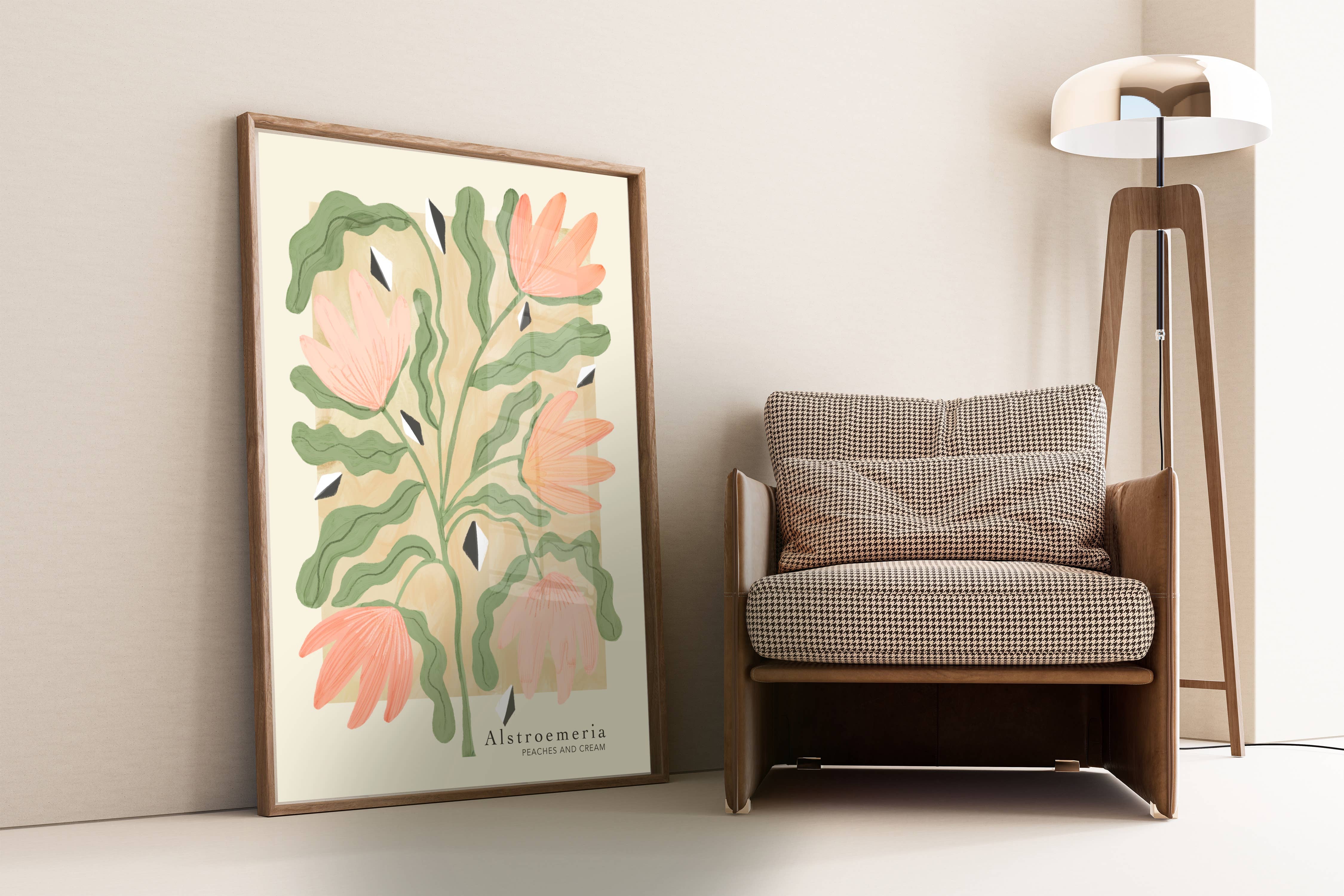 Kate Fox Design - Wholesale Art Print - Lily Flower Art Print, Neutral Print, Hand Drawn, Quirky (Co8