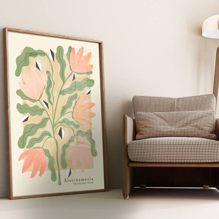 Kate Fox Design - Wholesale Art Print - Lily Flower Art Print, Neutral Print, Hand Drawn, Quirky (Co8