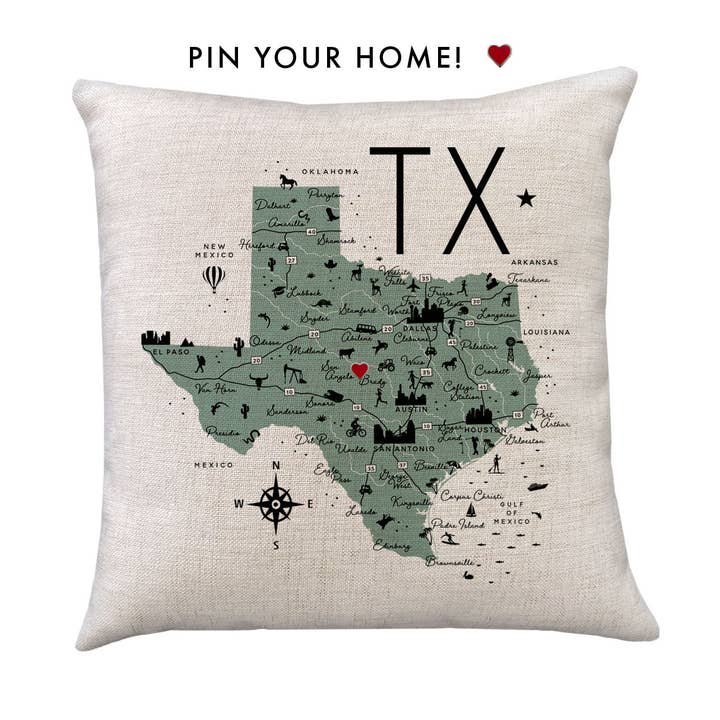 MooMo Studio - Wholesale Throw Pillow Cover - Texas State Icon Map Pillow Cover | Graphic Decorative Throw Pillow Cushion Sham4