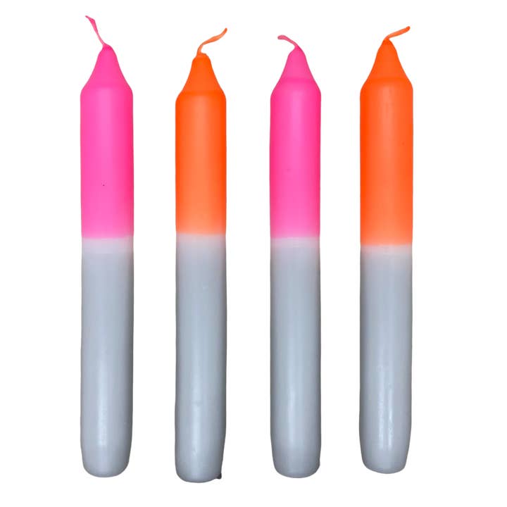Dipdye stick candles 19 cm grey/pink/orange set of 4 for wholesale by DIPDIP candles