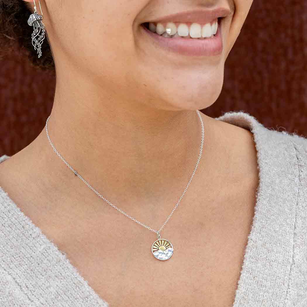 Nina Designs - Wholesale Pendant/Charm Necklace - Silver Mountain with Bronze Sun Rays Necklace1