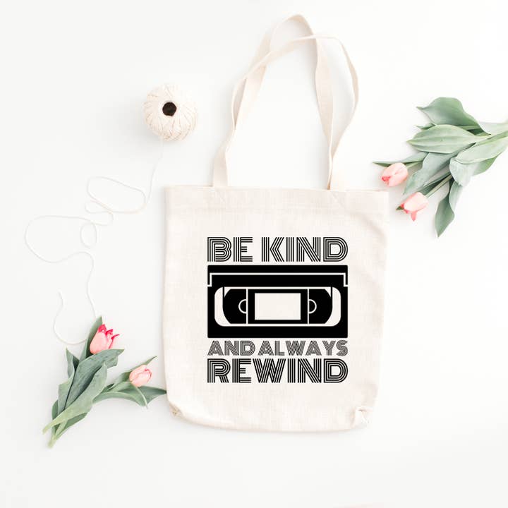 Retro Be Kind and Always Rewind VHS Tote Bag for wholesale by AGS Creations