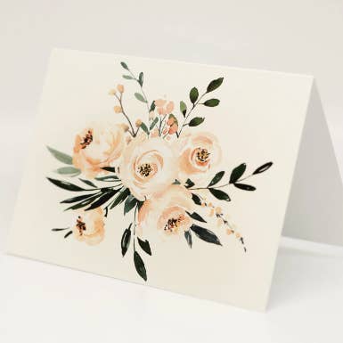 Ensemble de cartes-notes florales crème et blush | Ensemble de 8 cartes vierges pour la vente par Sarah Curran Designs