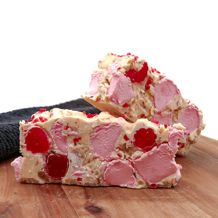 White Chocolate Raspberry Rocky Road for wholesale by Chocolate on The Rocks