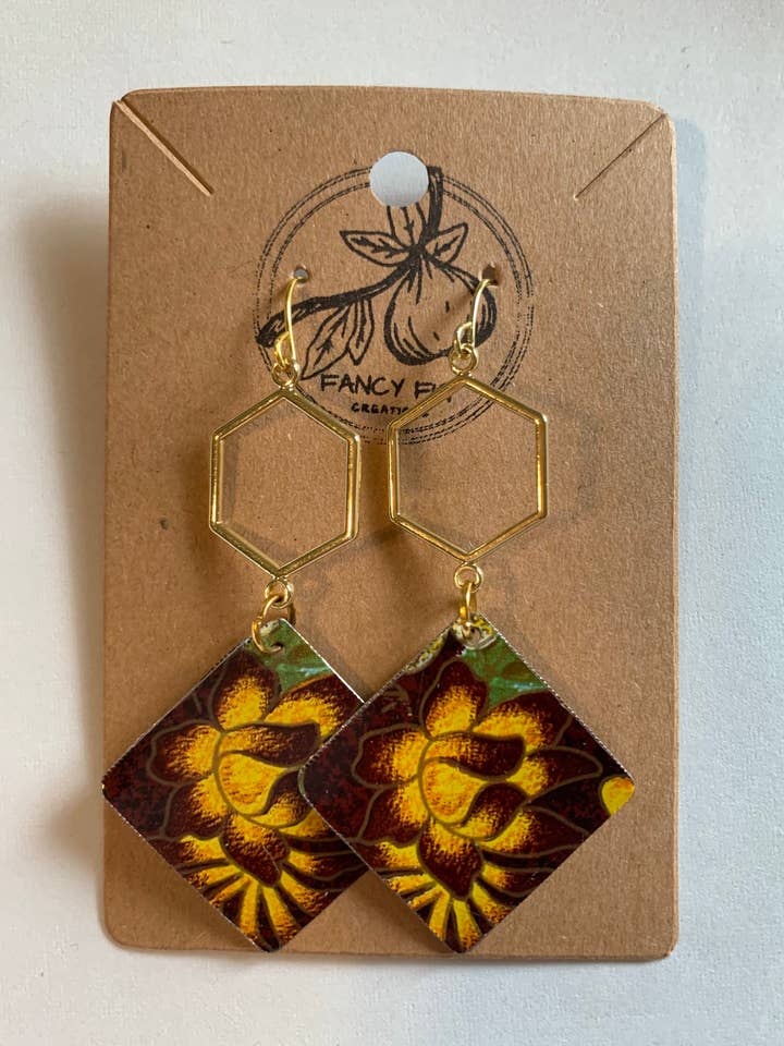 Brown Floral Earrings for wholesale by Fancy Fig Creations