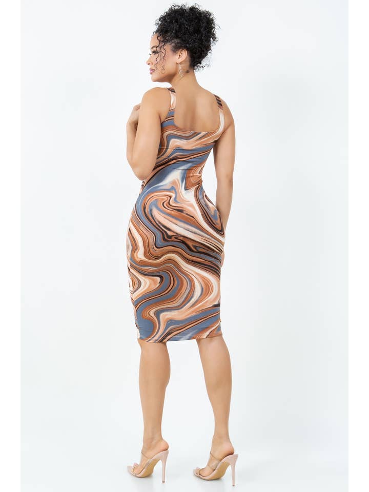 MOKKA D14158 TANKI-MIDIKLEID MIT VENECIA-PRINT UND FUTTER für den Großhandel auf Faire
