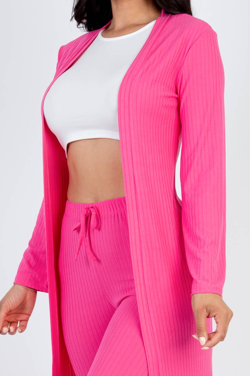 CAPELLA APPAREL – Engroshandel Top- og buksesæt (IKKE Loungewear) - Dame – Ribbet Cardigan & Leggings Sæt5