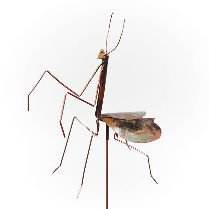 Praying Mantis Garden Stake-Large for wholesale by Haw Creek Forge, LLC
