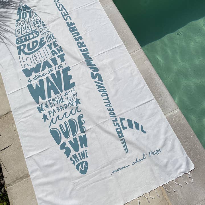 MONSIEUR CHARLI - Wholesale Beach Towel - Cotton fouta SURF turquoise