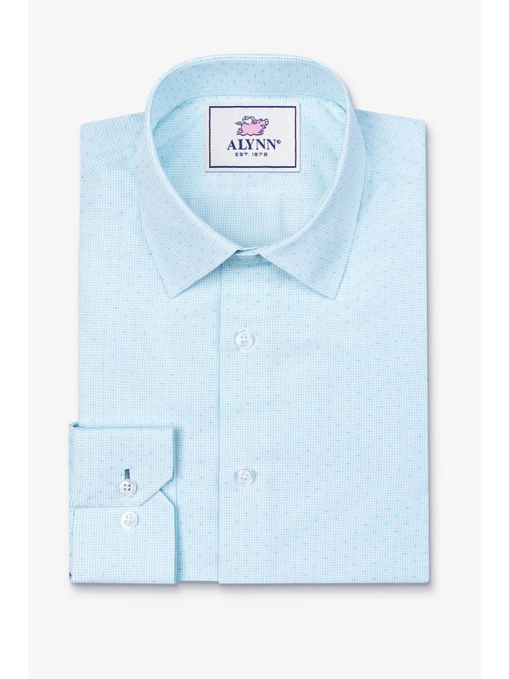 Alynn - Wholesale Button Down Shirt - Men's - Evan Classic Fit Aqua Blue Men's Dress Shirt by Alynn