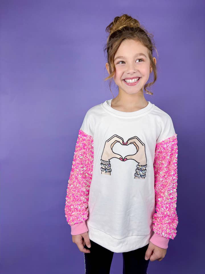Lover Patched Sequins Crewneck for wholesale by Three Wildflower Designs