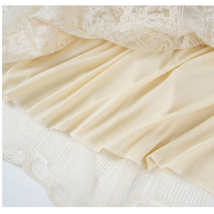 PEACH ACCESSORIES - Vendita all'ingrosso Gonna - Donna - Gonna Midi in Pizzo Flowy in Avorio SK2005