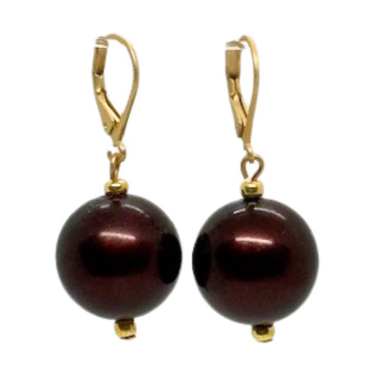 Burgundy Bubble Pearl Earrings for wholesale by Deborah Grivas Designs