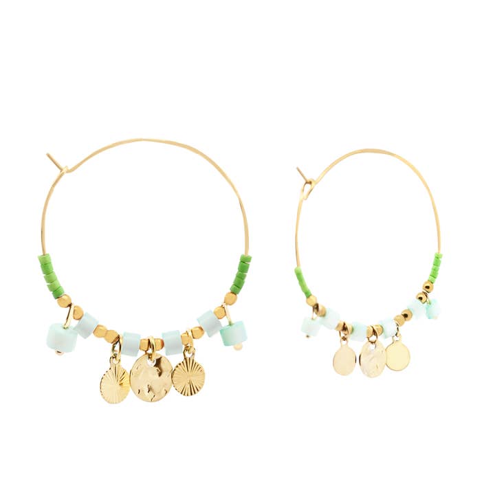 AMORINO SRL - Wholesale Hoop Earrings - HOOP EARRINGS WITH PENDANTS AND CRYSTALS - NK2112496F404