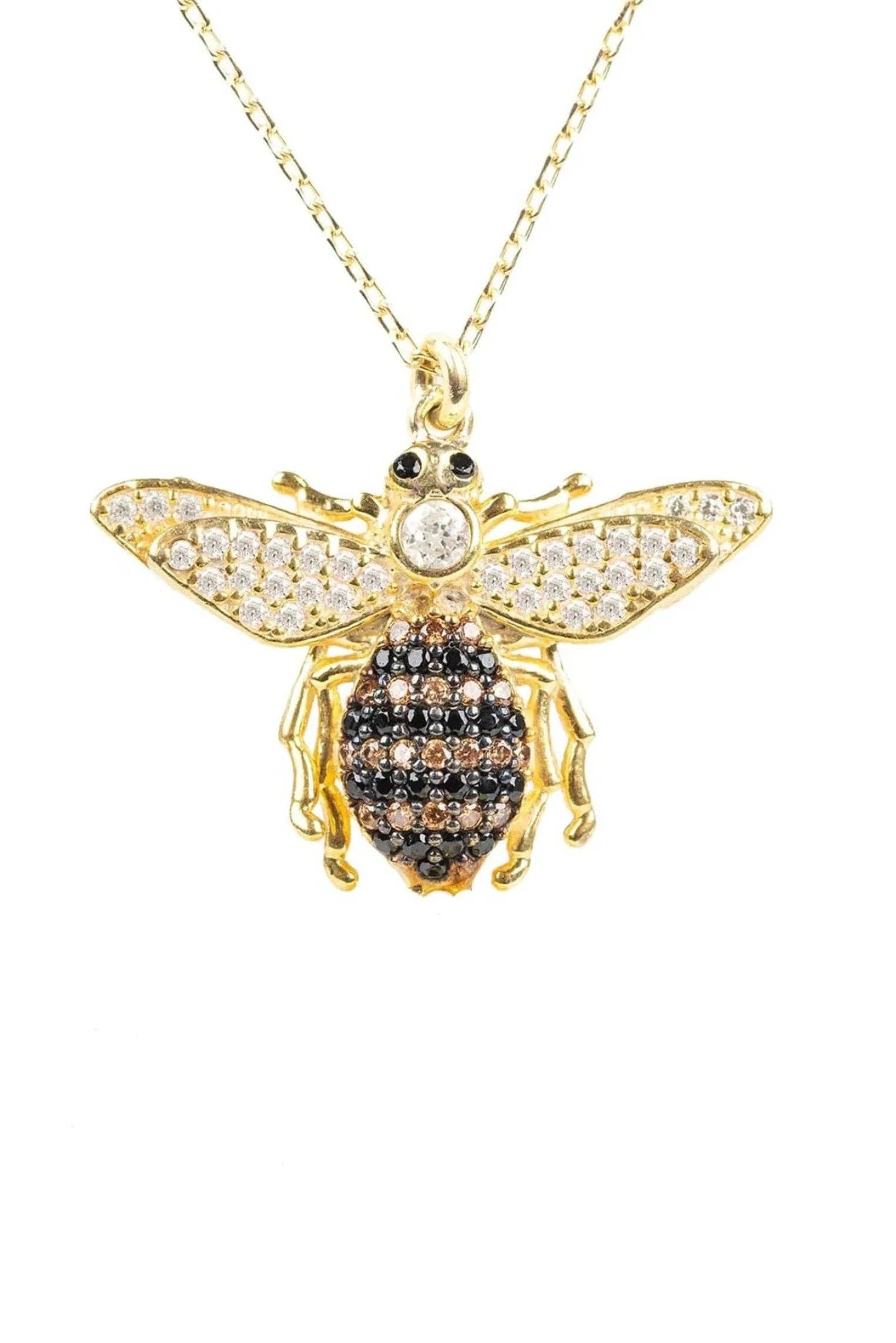 Latelita - Wholesale Pendant/Charm Necklace - Honey Bee Pendant Necklace Gold0