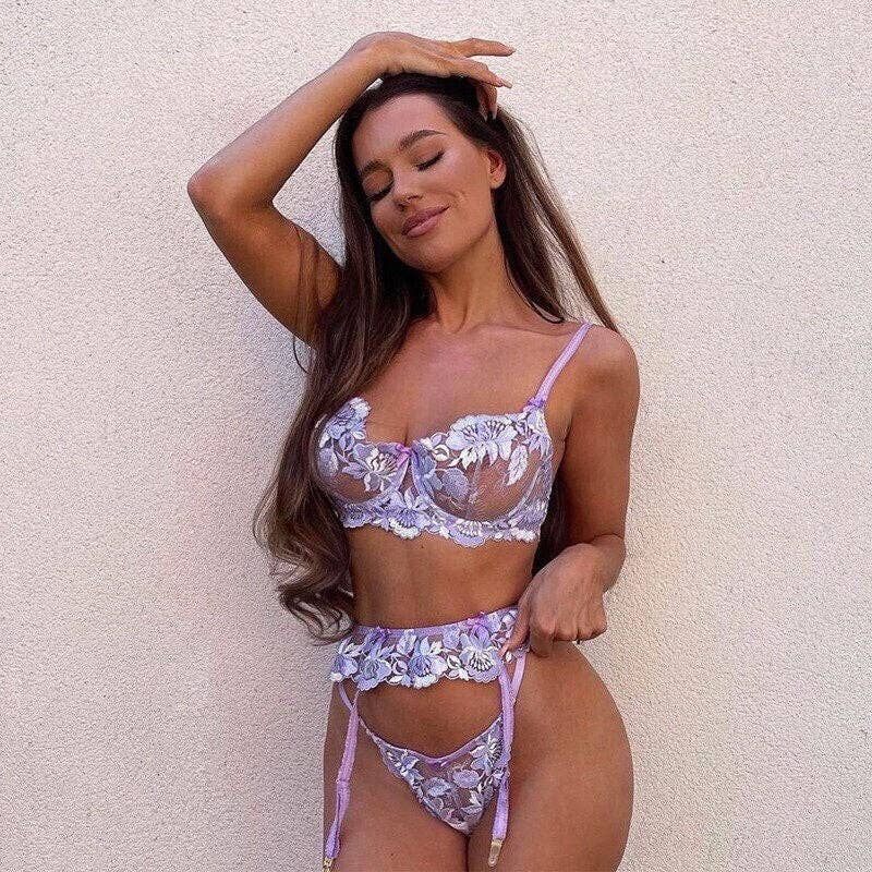 Moxy Intimates – wholesale Lingerie Set – women's – Flower See Through Lingerie6