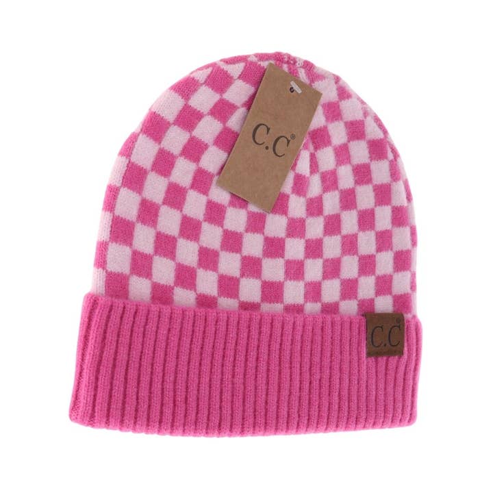 C.C Beanie - Wholesale Beanie - Women's - Checkered Pattern C.C Beanie HAT4003