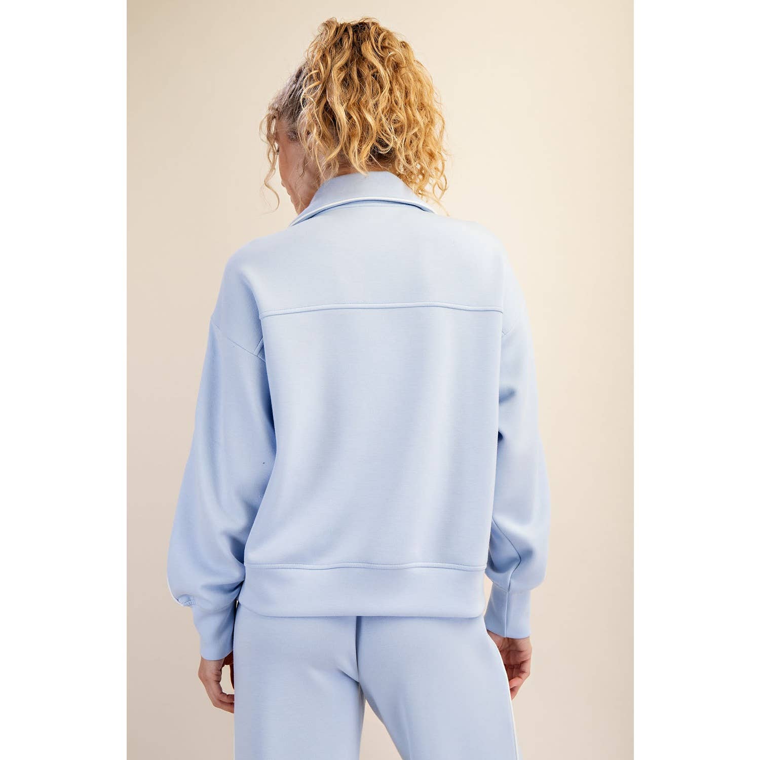 Rae Mode - Vendita all'ingrosso Felpa - Donna - PULLOVER CON ZIP A QUARTO E TUBAZIONI SCUBA MODALE27