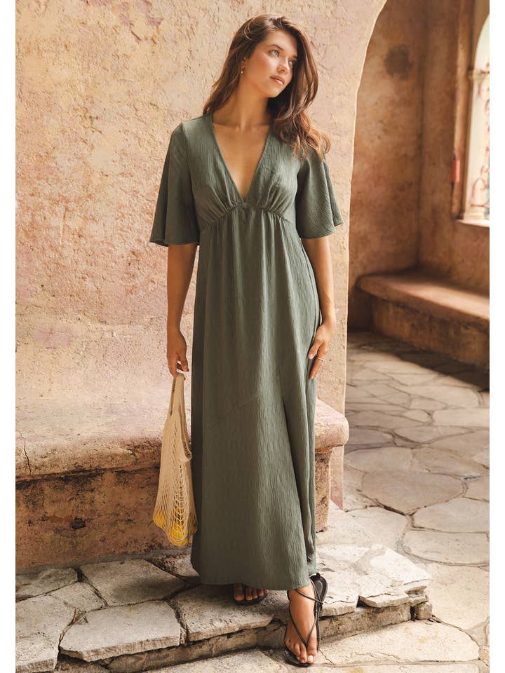 Lovestitch - Wholesale Dress - Women's - Empire Waist Maxi Dress with Slit