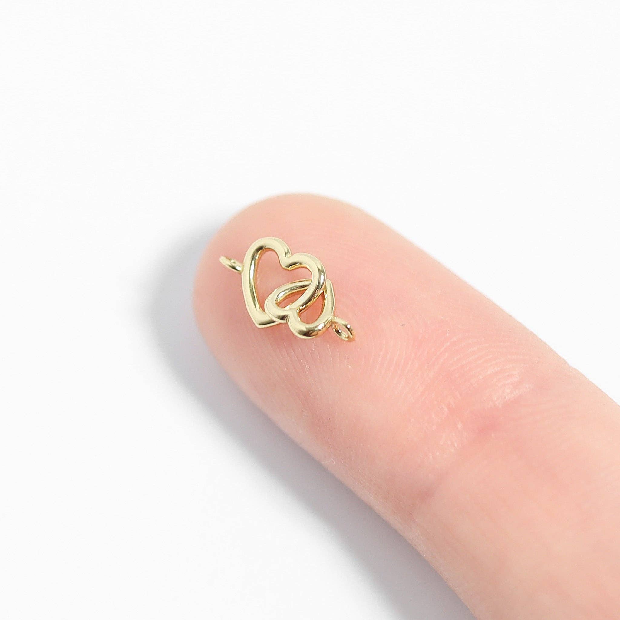 WJW - Wholesale Individual Charm/Pendant - Sterling Silver Double Heart Horizontal Connector Permanent Jewelry Charm2