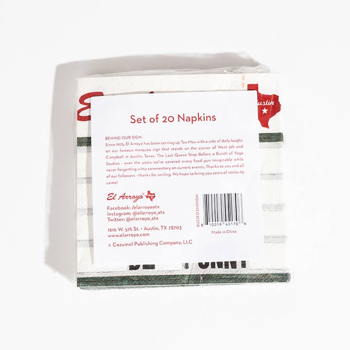 El Arroyo - Wholesale Disposable Napkin - Cocktail Napkins (Pack of 20) - Buzzed Enough