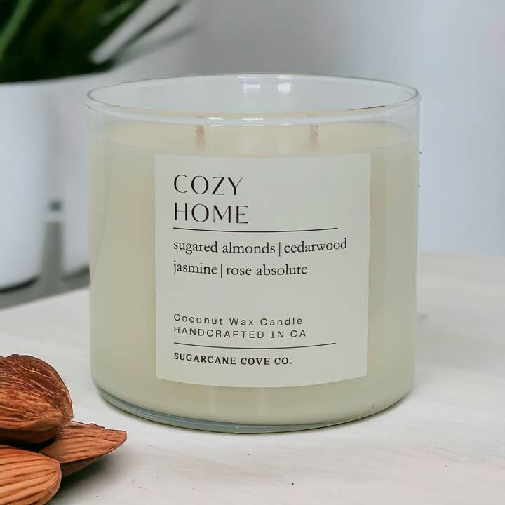 Sugarcane Cove Company - Wholesale Jar/Filled Candle - COZY HOME | sugared almonds, cedar, jasmine