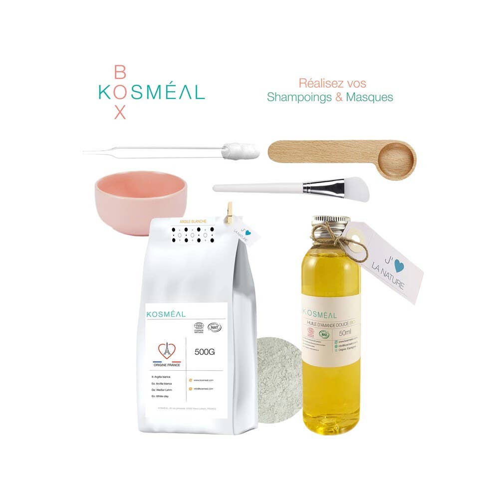 KOSMÉAL - Vendita all'ingrosso Kit per lavoretti fai da te - Kit fai da te - Shampoo e maschere con argilla bianca1