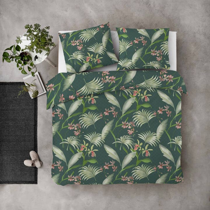 Flores verdes Funda nórdica Byrklund Greens & de venta al por mayor en Faire2