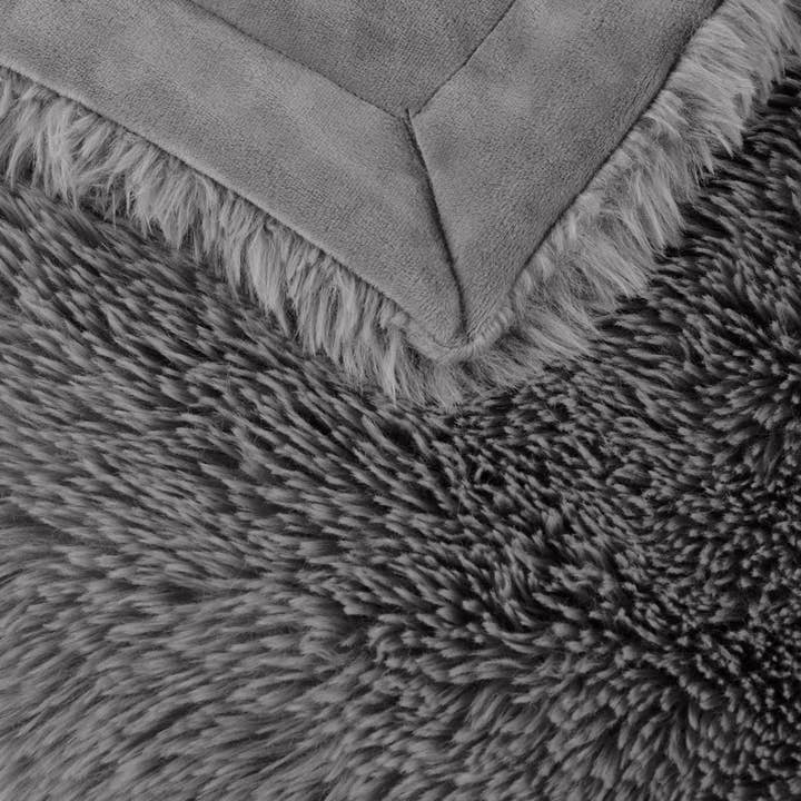 Long Faux Fur Throw 50x60", Grey for wholesale on Faire