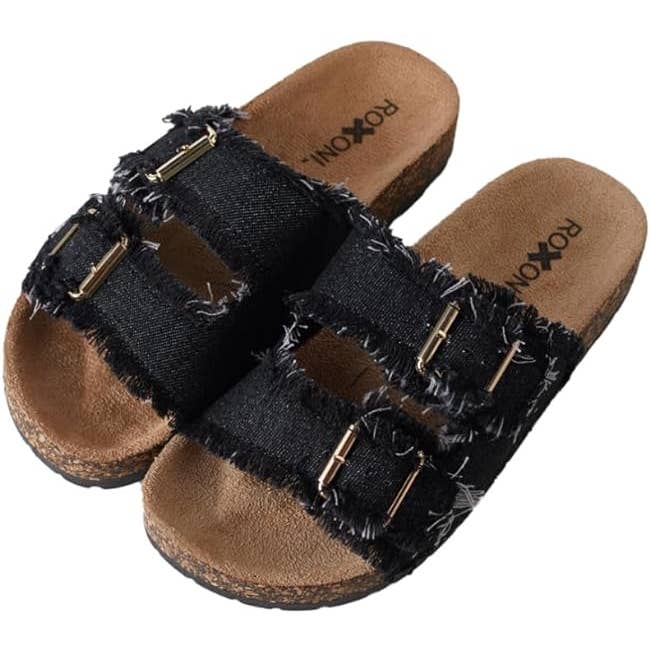 Roxoni - Wholesale Sandals - Women's - Women's Comfort Flat Sandals Double Buckle Adjustable Straps