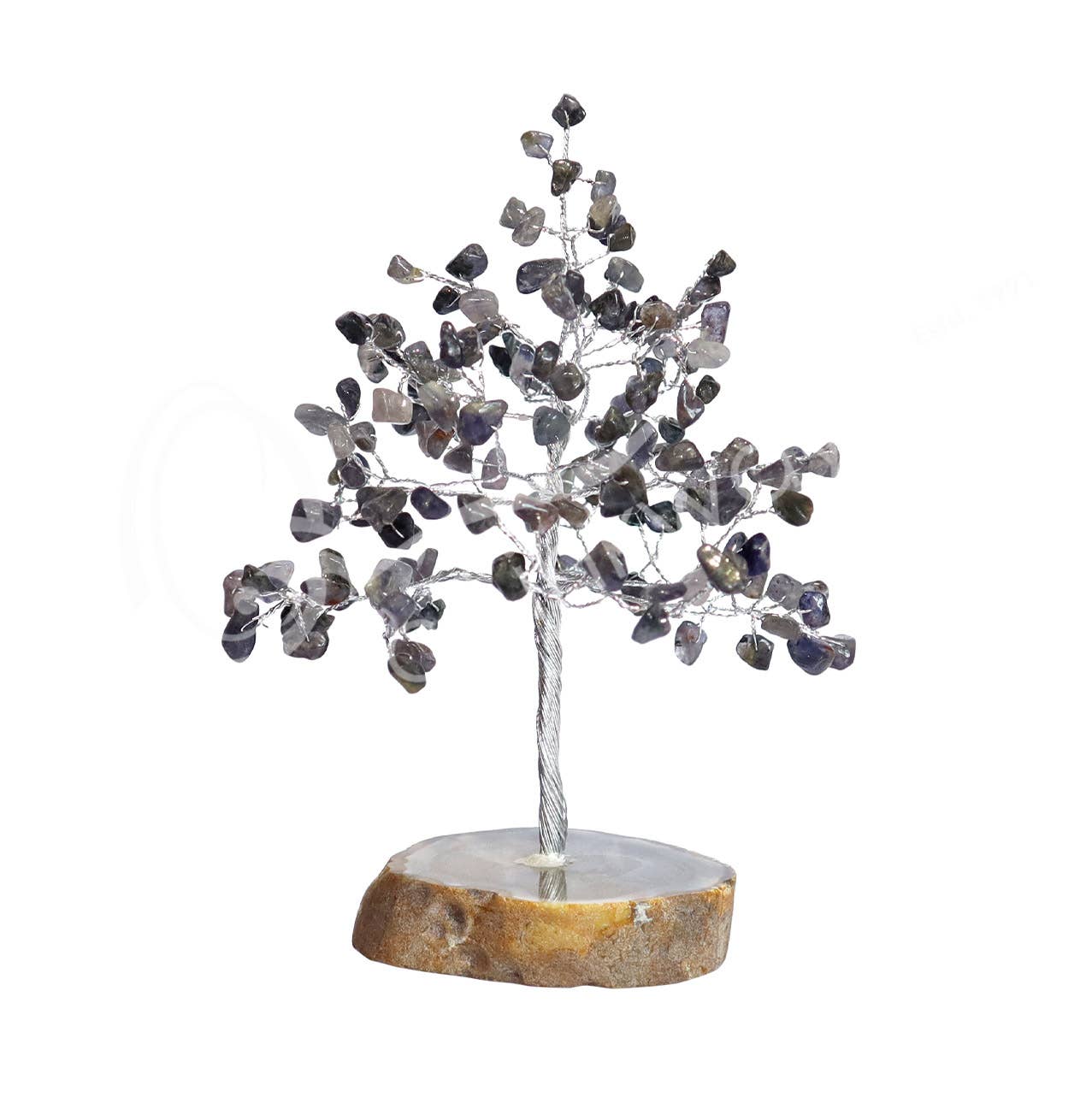 Oceanic Linkways Inc - Wholesale Spiritual Stone/Crystal - (PC)GEM TREE 7.5" - IOLITE WITH AGATE BASE 160 BEADS0