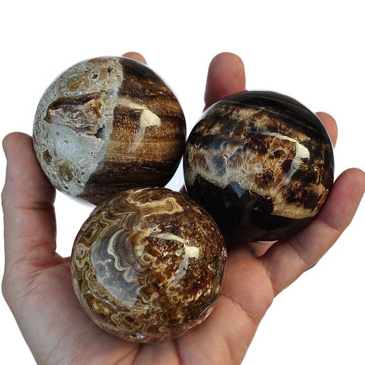 Kaia & Crystals - Wholesale Spiritual Stone/Crystal - Chocolate Calcite Sphere Crystal (45mm - 60mm)