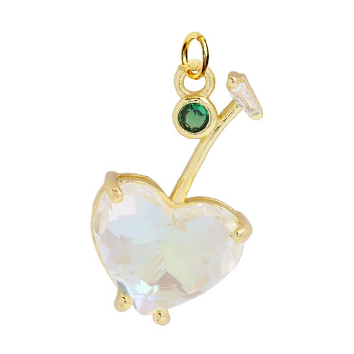 Large White Cherry Heart Charm For Charm Necklace for wholesale by Savvy Bling