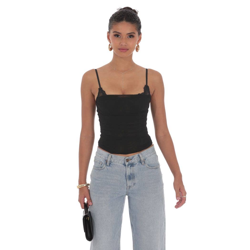 Lucy In The Sky - Wholesale Jurk - Dames - Korset Top van Transparant Mesh in Zwart0