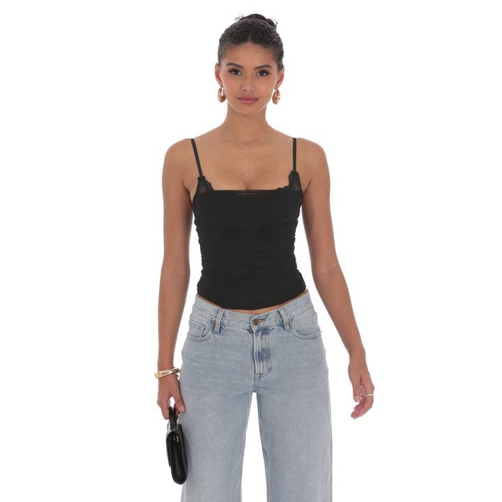 Lucy In The Sky - Wholesale Jurk - Dames - Korset Top van Transparant Mesh in Zwart