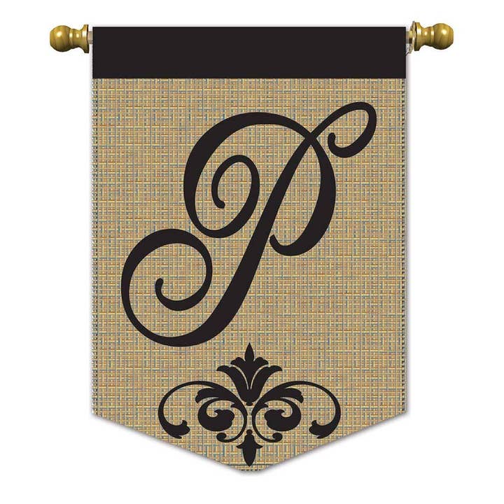 Drapeau de jardin en toile de jute élégant « P » pour la vente par Cottage Garden