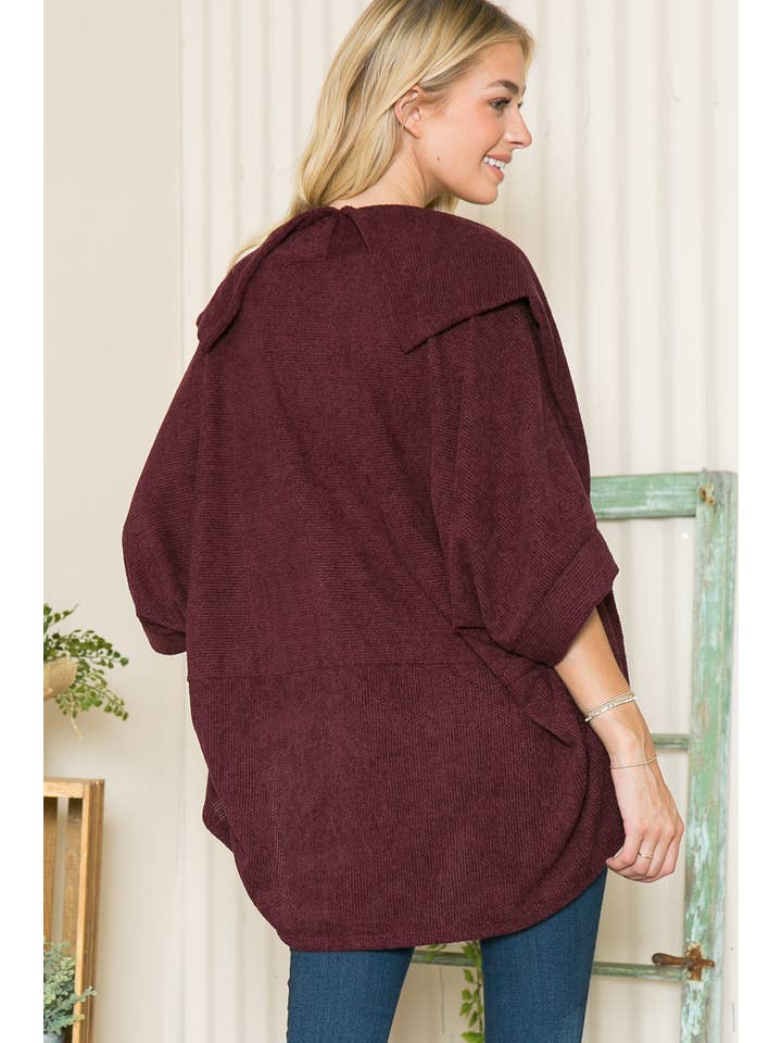 Orange Farm Clothing - Vente Cardigan – femme - Cardigan texturé à col châle, 3 couleurs6