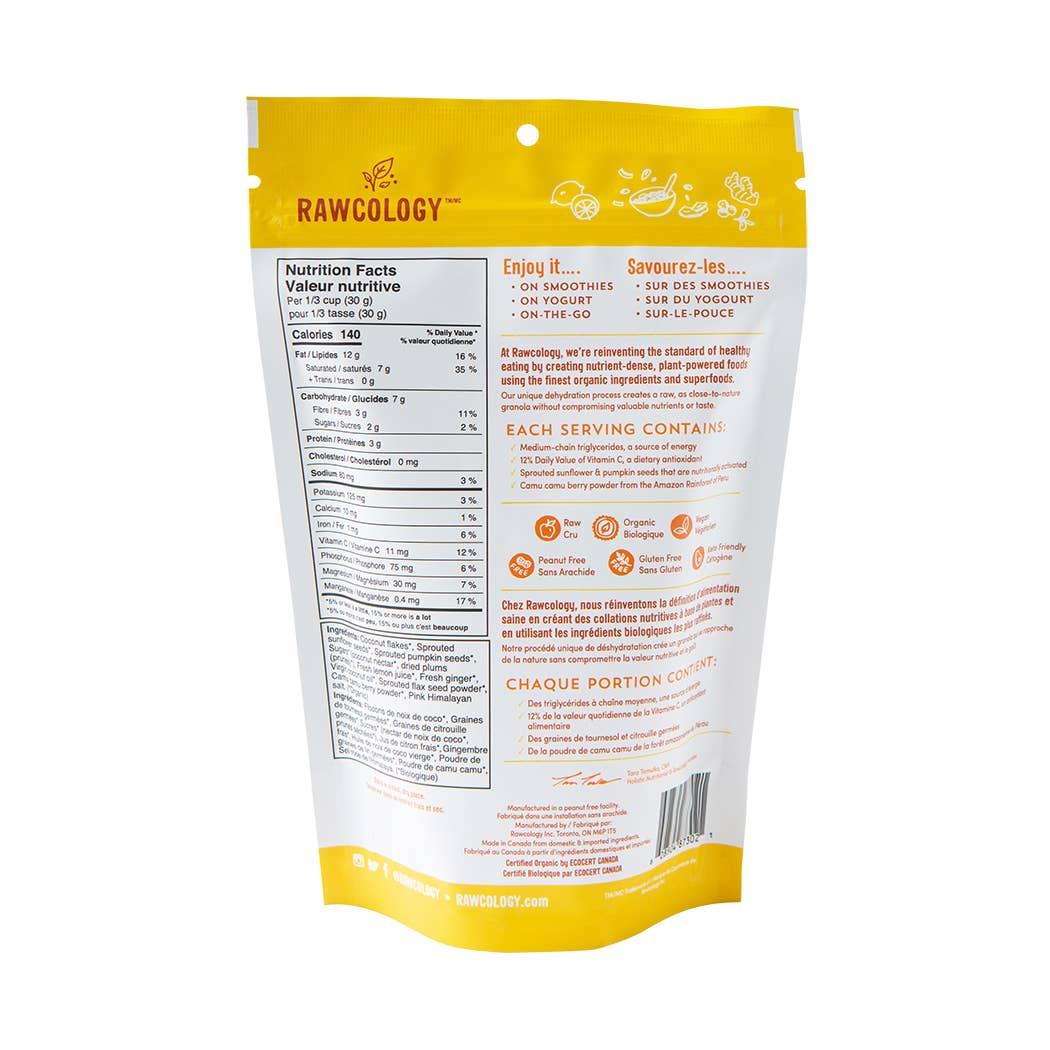 Rawcology - Venta al por mayor Muesli - Jengibre limón con granola cruda cruda Camu Camu2