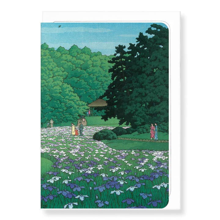 IRIS GARDEN AT MEIJI SHRINE: Japanese Greeting Card for wholesale by Ezen Trade