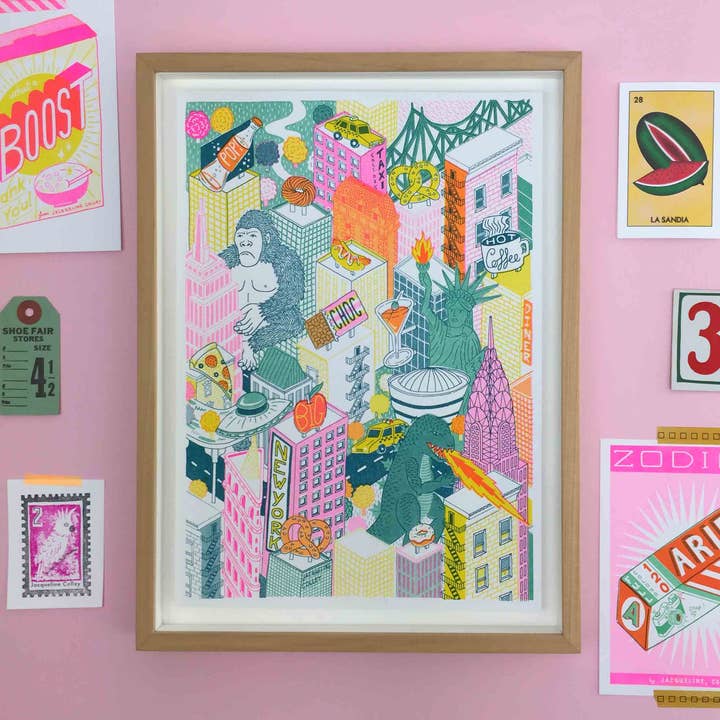A4 New York City, Architectural Risograph Print for wholesale by Jacqueline Colley