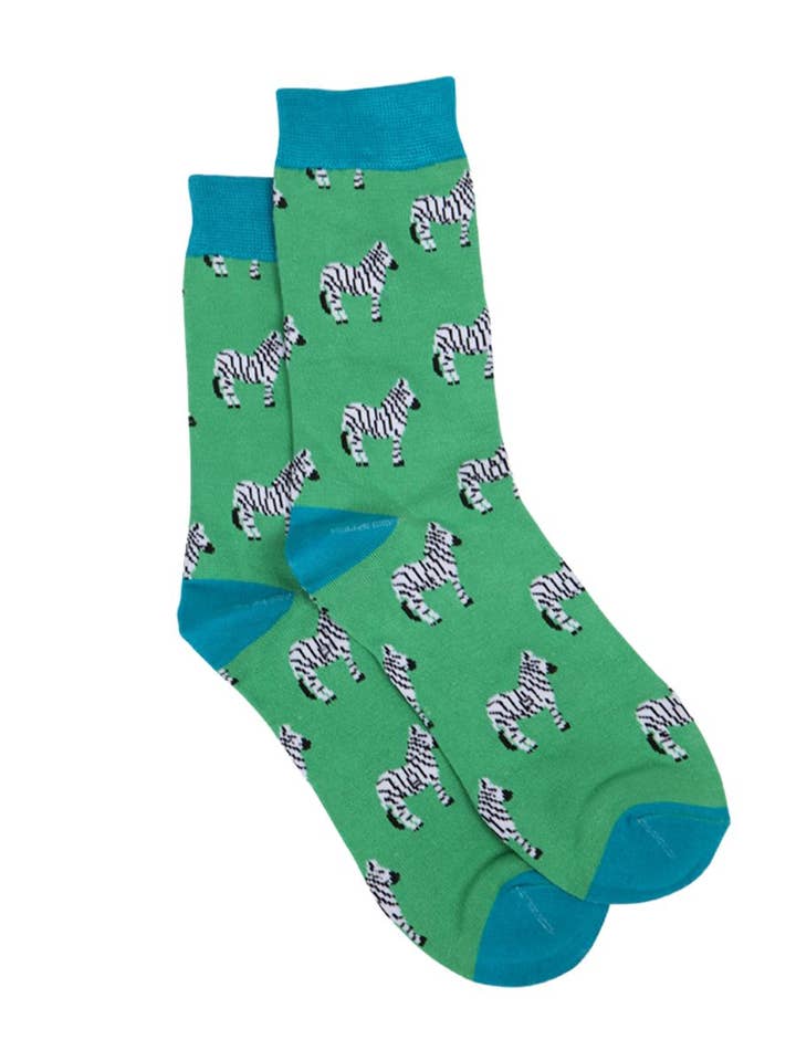 Sock Talk - Wholesale Socks - Men's - Mens Bamboo Socks Zebra Print Animal Novelty Socks Green