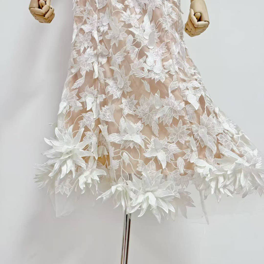 Productseeker - Vente Robe – femme - Robe d'été élégante en maille avec broderie 3D et bustier tube23