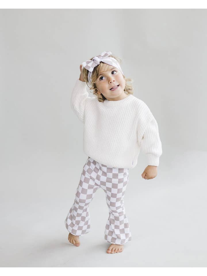 Lucky Panda Kids - Wholesale Pants - Baby - Checkered Flare Pants | Latte10
