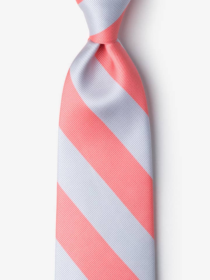 Collegiate College Stripe in Koralle und Silber — Schulfarben für den Großhandel von Wild Ties