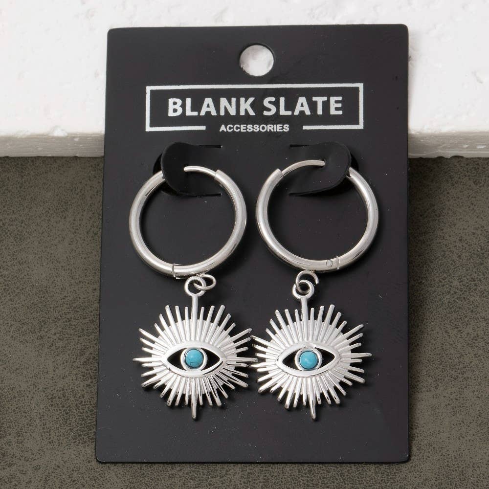 Fame Accessories - Wholesale Dangle Earrings - Gold Dipped Evil Eye Sun Drop Earrings4